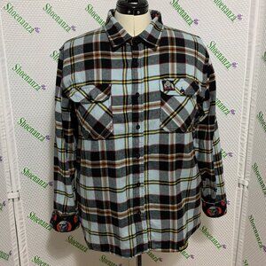 Middle Of Beyond Flannel Shirt Day Of The Dead Zombie MOB Plaid Blue Mens M